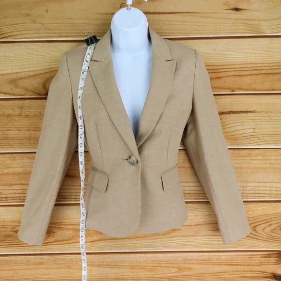 Evan Picone Blazer Suit Jacket Womens Size 4P Brown Shoulder Pads Lined 1 Button - Picture 3 of 8